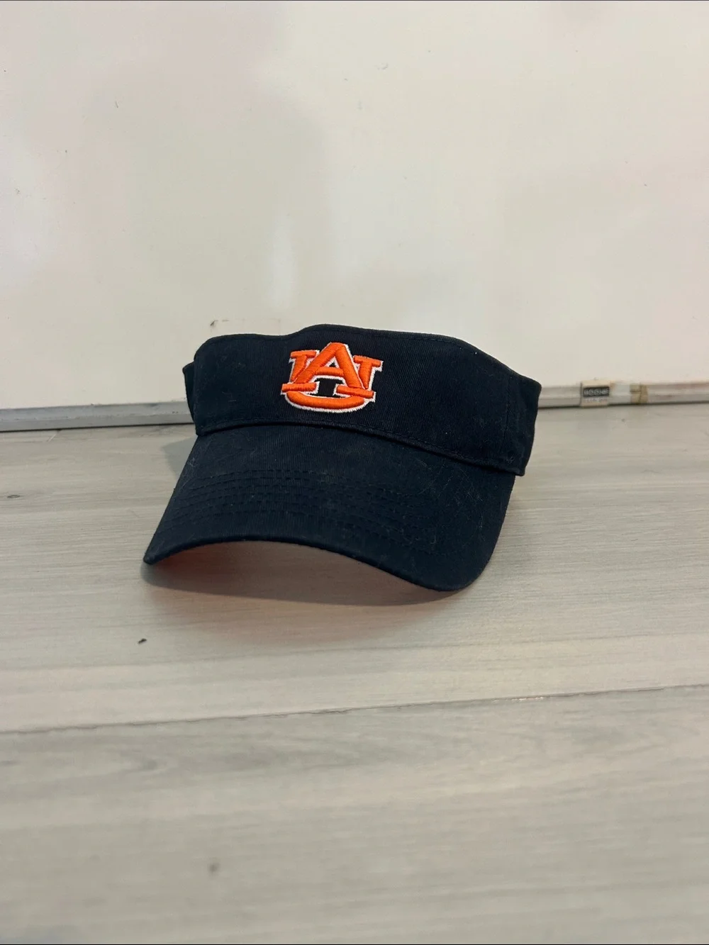 Kids Black Visor with Orange AU Logo Embroidery